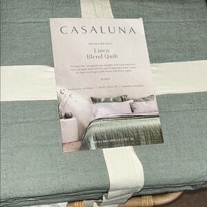Casaluna King Heavyweight Linen Blend Quilt - Sage